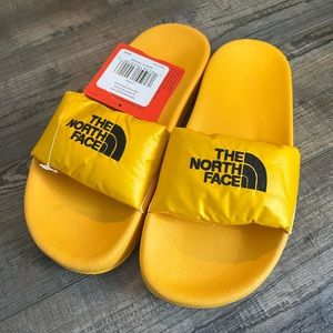 NWT North Face yellow slides/sandals size 7